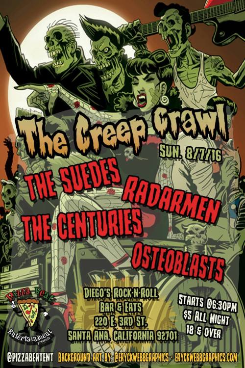 Pizza Beat Entertainment presents:The RETURN of The Creep Crawl!!!At a new location: Diego&rsquo;s R