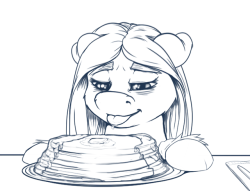 askearthairandmagic:((Requested sketch. Early morning Beats with some pancakes.)) Fab boi gettin’ pancaaaake~ c: