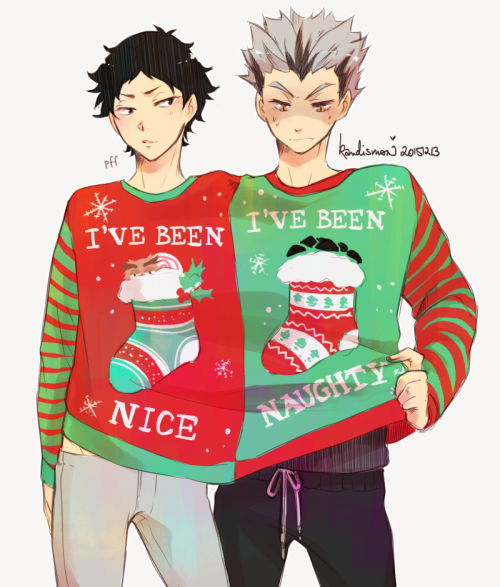 kandismon: bokuaka in 【CHRISTMAS SWEATERS】 for the #hq_69min twitter !! ✨