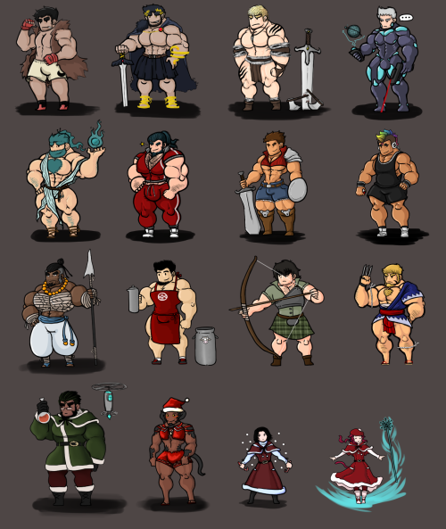 builtlikeastone:  I started doing these chibi RPG-style battlers in December, which was a nice change of pace. Hoping to get back to doing them soon. In order we’ve got:Dov, Dwyer, Maynard, CASIUmed, Soma, Clint (Boyf’s OC), Licorice (Boyf’s OC)Faiz,