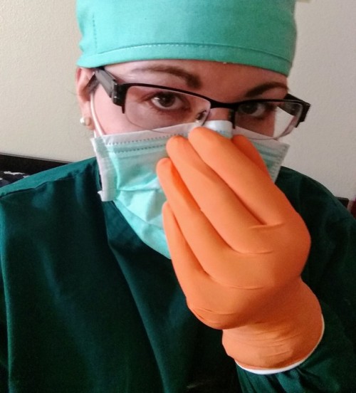 nurselclove:Orange latex is so hot! Who knew?!?