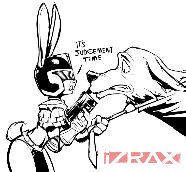 xizrax:  how bout some Judy hopps cosplaying as Judge Dredd  ….as in Judge Judy