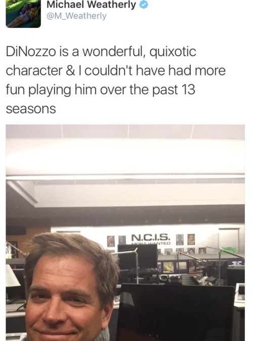 classicdinozzo:Michael Weatherly announces his departure from NCIS.