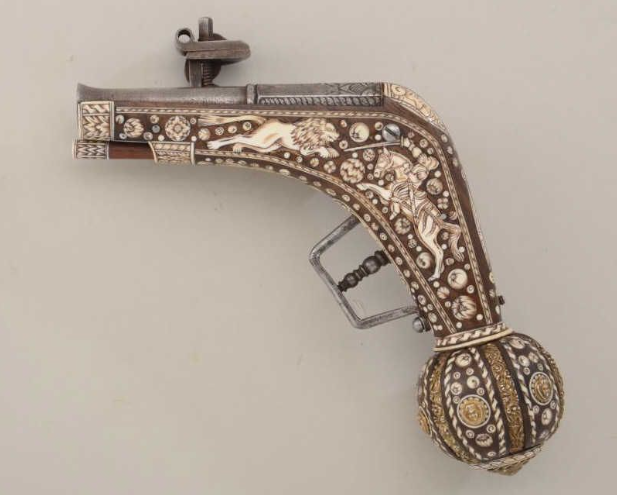 Ornate replica wheel-lock pistol in Saxon style, late 19th, early 20th ...