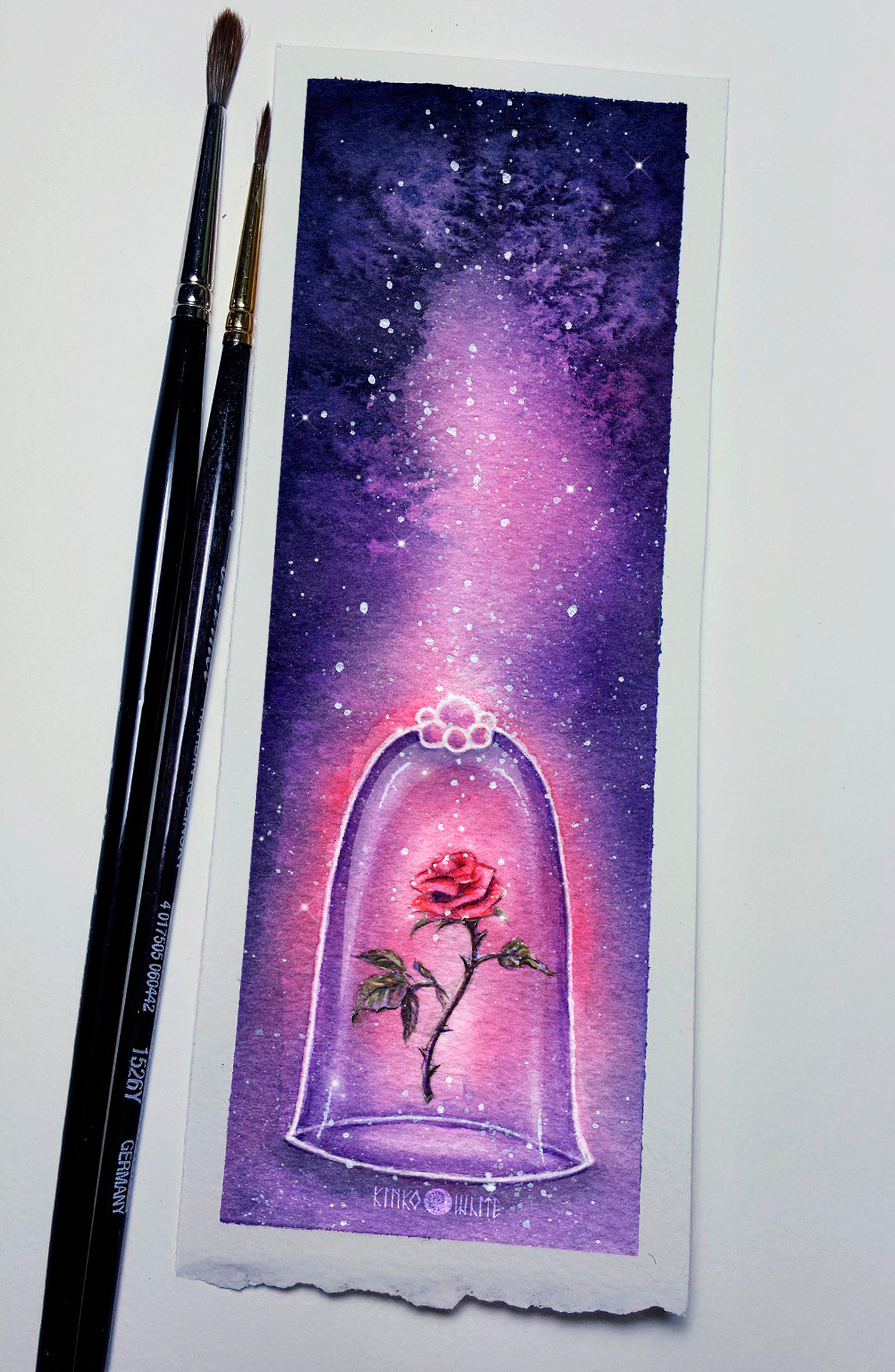 Neverending Fairytale Enchanted Rose Watercolor Painting