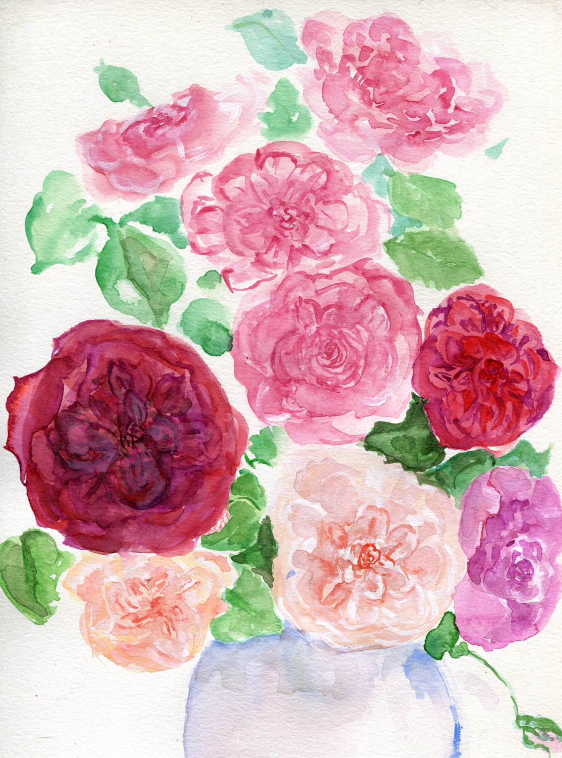 havekat: Summer Roses    Watercolor, Gouache and Chinese Ink On Paper 2016, 9&quot;x