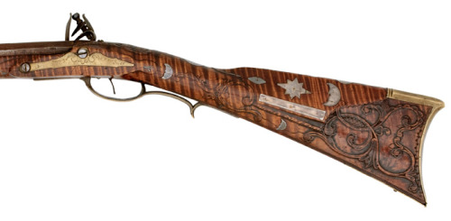 A beautiful flintlock Pennsylvania Long Rifle crafted by John Shell of Lower Paxton Township, Dauphi