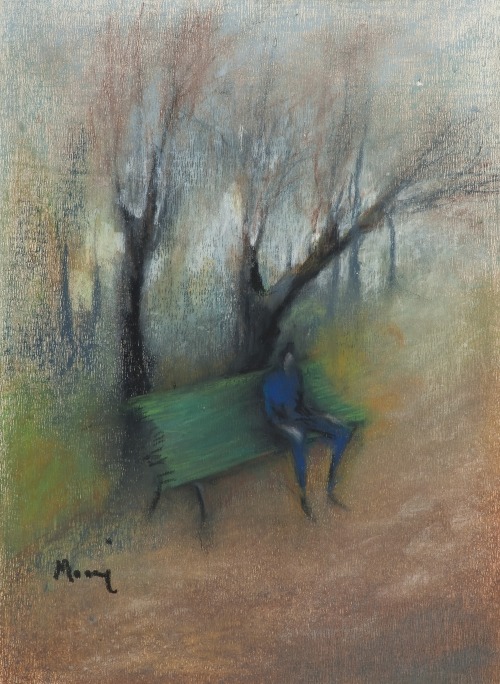 In the Park   -    Elvi MaarniFinnish,  1907-2006Pastel,45.5 x 33 cm. (17.9 x 13 in.)