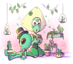 juniperarts:  She keeps getting cuter and cuter with every bit of new content … one of the many things that would make her even more adorable is if she had a love for succulents/plants.  💚     Pero~ &lt;3