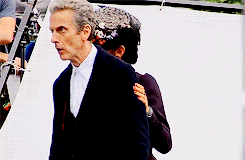 spaceshoup:Peter Capaldi and Michelle Gomez Doctor Who filming 19.07.2014[x]