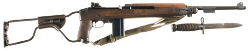 US World War II M1A1 paratrooper carbine with bayonet.