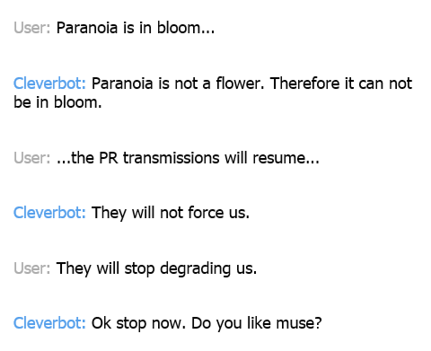 moosearesocool:So.. I had few  interesting chats with cleverbot