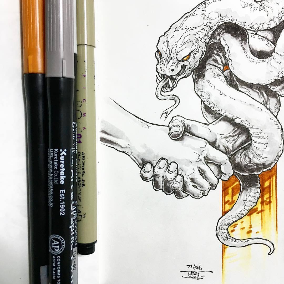 451 Awesome Snake charmer sketch memory drawing for Android Wallpaper