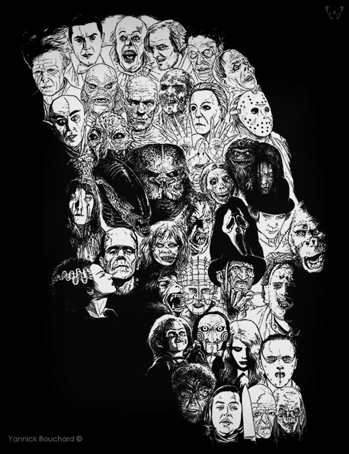 whitesoulblackheart:  Horror skull by Yannick Bouchard ©Website / Facebook / deviantART