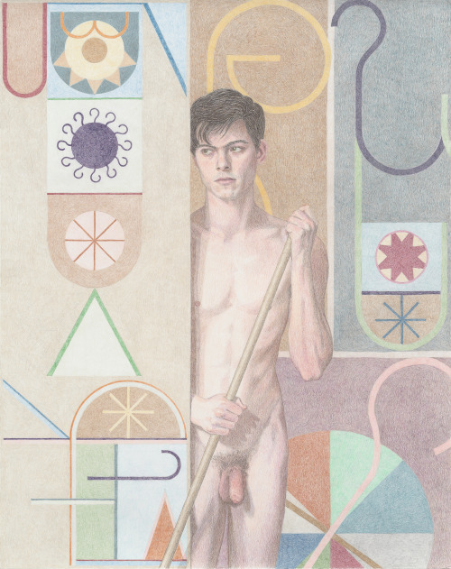   Elijah Burgher, Bachelor (Paul), colored pencil on paper, 24x19″, 2015  