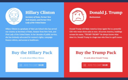 tyleroakley:dailydot:Cards Against Humanity is letting customers pick which 2016 candidate they’ll d