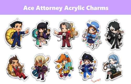  Hello! Pre-orders for my Ace Attorney Acrylic Charms are OFICIALLY OPEN! Pre-orders will be up unti