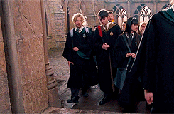 bisexualsomething:loiskane:Students from different houses hanging outNotice the Slytherin and Gryffi