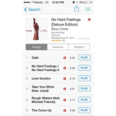 If you haven’t yet go cop @bizzycrook ’s “No Hard Feelings” Deluxe edition on ITunes right now you won’t be disappointed #nohardfeelings #bizzycrook #nhf (at www.NoHardFeelings14.com)