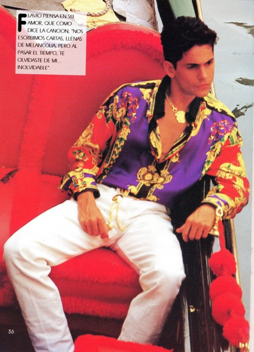 Mexican Singer Flavio César in Versace, filming his music video for “Inolvidable” in Venice, Italy, 