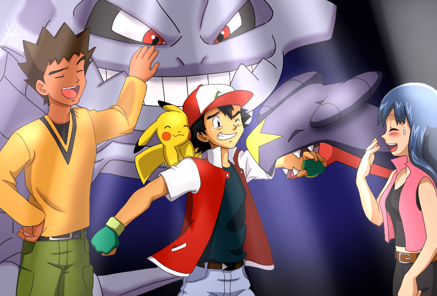 ash-chosenone:  Commission from HollyLu! Ash had just engaged Brock in a fierce rematch