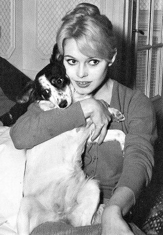 Brigitte Bardot with her dog Guapa,  