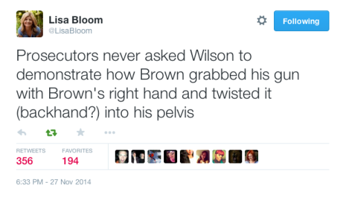 justice4mikebrown:Lisa Bloom on Ferguson grand jury and Darren Wilson’s testimony (storify)More: Lis