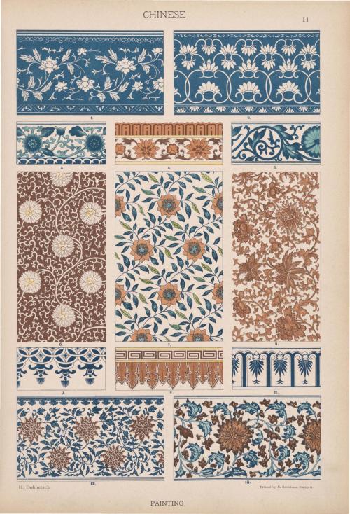 Sample designs from Heinrich Dolmetsch‘s “Historic Styles of Ornament”1. Egyptian2. Assyrian3. Greek