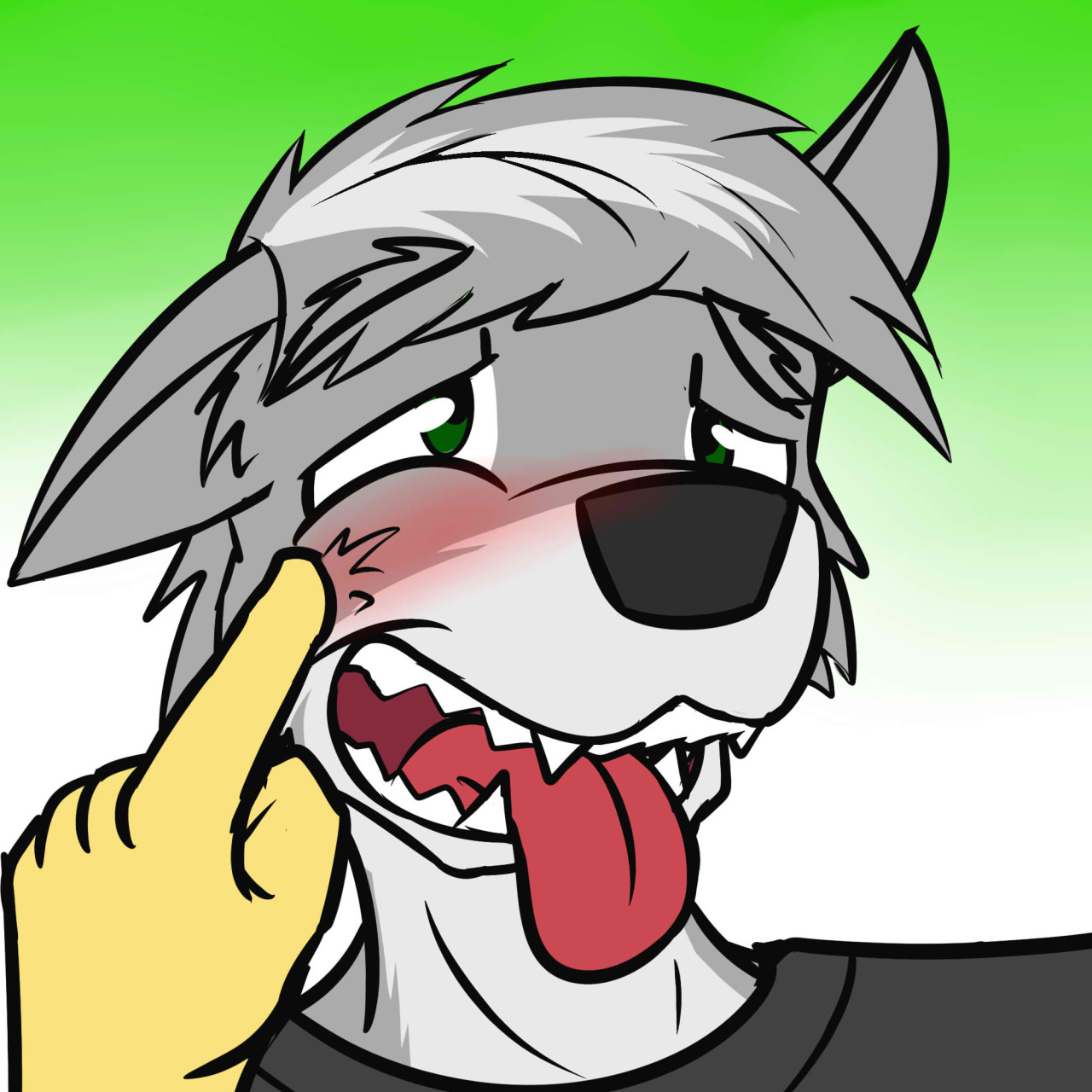 Jade getting his face smooshed.  He melts at the slightest touch.