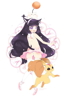 kiwipancakes:  Full body commission for @adventuresoftera / @adventuresofaisou. (ﾉ´ヮ´)ﾉ*:･ﾟ♡ Thank you!   So feminine and cute ^o^