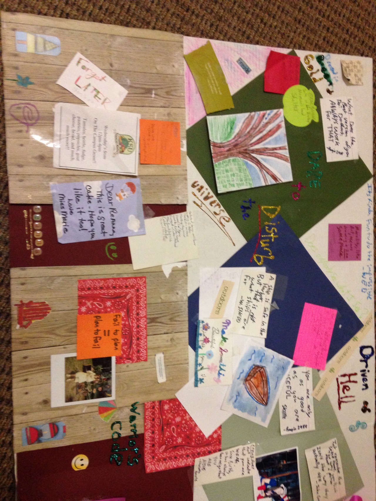 Added more glitter glue letters and two pictures. Whole board not shown because the