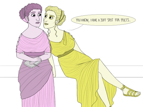 things-chelidon-draws:The Dead Romans (and Greeks) Society - Bye bye CatullusSappho (left) and Clodi