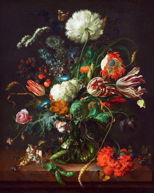 Jan Davidsz de Heem (Dutch, 1606-1684, b. Utrecht, Netherlands) - Vase of Flowers, c. 1645, Painting