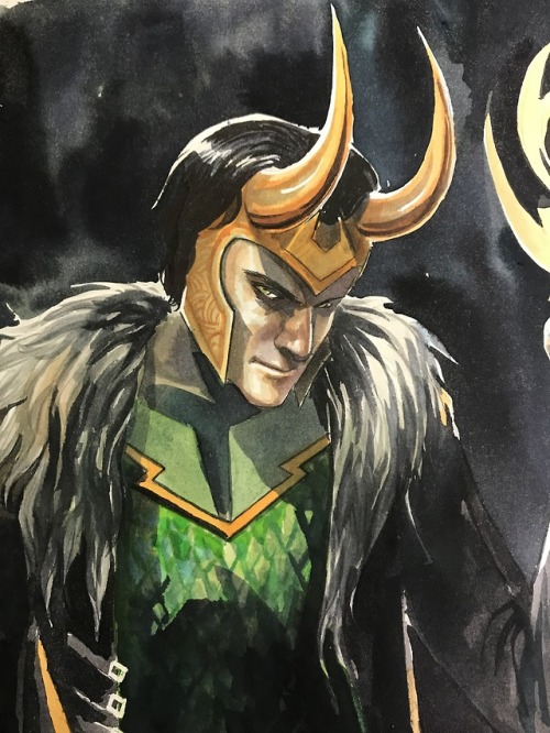 cosmicjoke: Loki, by Stephanie Hans!  Done in watercolors!  