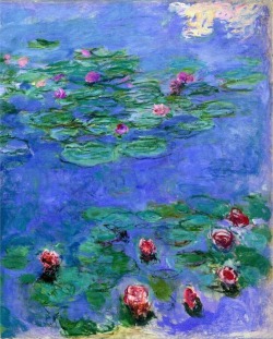 lonequixote:  Water Lilies Red by Claude Monet (via @lonequixote) 