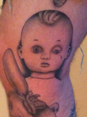 collegehumor:  Vote: Worst Baby Portrait Tattoo Hey, we’re not saying the baby’s ugly, we’re saying the tattoo artist is for subjecting the world to these little monsters.  Well, I will be the brave one and say the kids are fucking ugly as well.