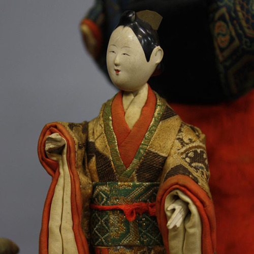 Set of three antique Japanese dolls modeled after Oiran (highest ranked courtesan), Hikifune (medium