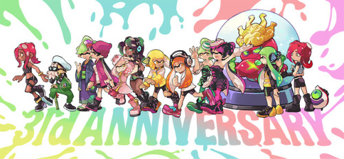 gomigomipomi:I’m more than a week late but happy 3rd anniversary, Splatoon!