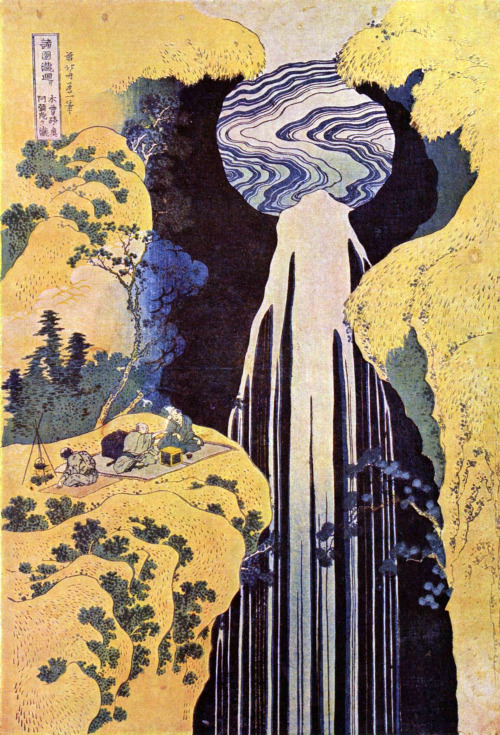 brudesworld:The Waterfall of Amida behind the Kiso Road by Katsushika Hokusai, 1827