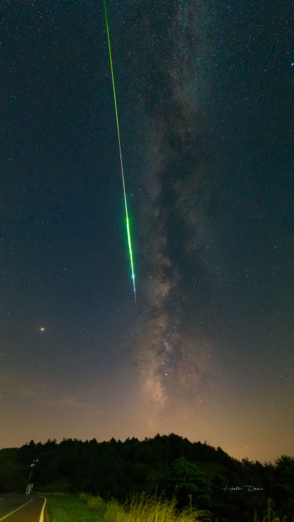 misterlemonzafterlife:  yourdadsghoulfriend:A Perseid Meteor and the Milky Way https://MisterLemonzAfterlife.tumblr.com/archive