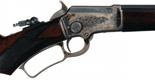 Factory engraved Marlin Model 1897 lever action rifle.Sold at Auction: $5,500