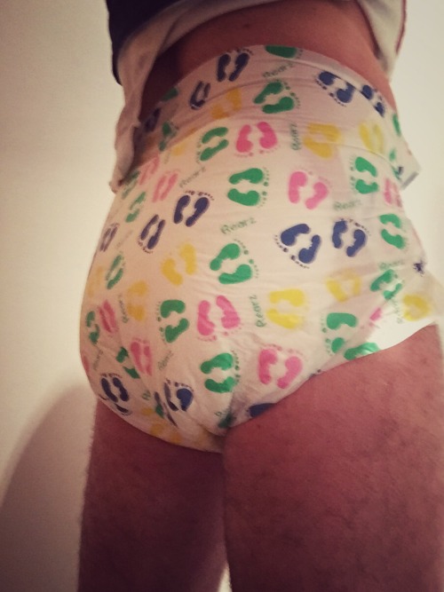 diaper at work and secured! rearz &amp; plasticpants &amp; onesie