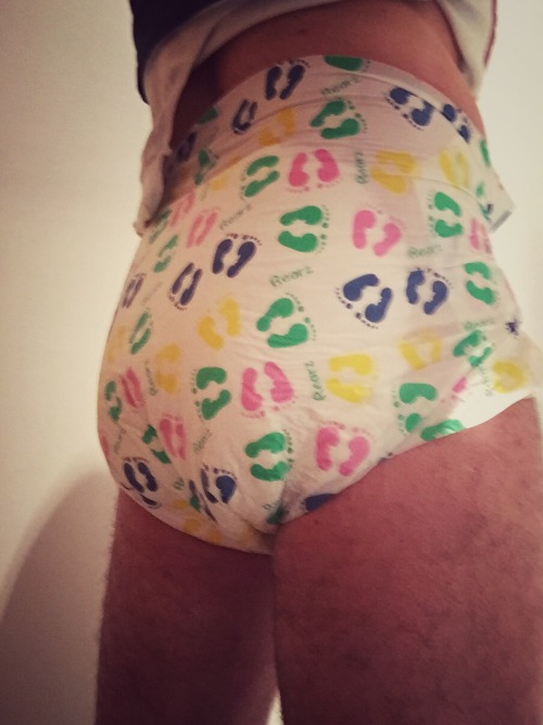 diaper at work and secured! rearz & plasticpants & onesie