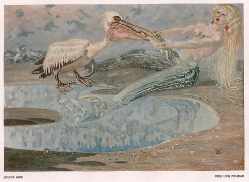 Julius Diez (1870-1957), ‘Nixe und Pelikan’, “Die Kunst für alle”, 1913-14So