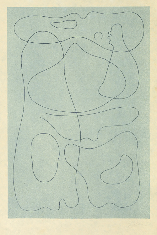 artchiculture:Willi BaumeisterLinien auf BlauOffsetlithographie auf Similijapan. 1937.38,8 x 26 cm (