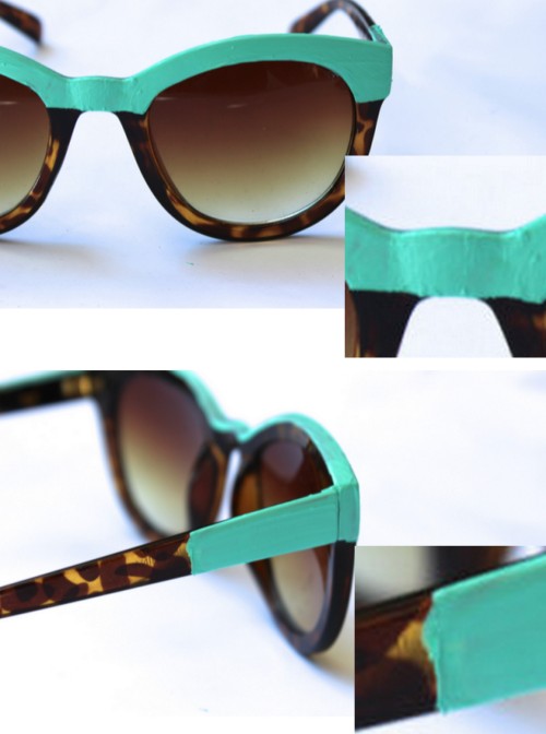 DIY Painted Sunglasses from Glitter ‘N Glue. glitternglue.com/2013/07/24/diy-tortoise-and-turq