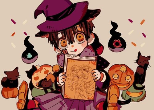 hanakokunofthetoilet: Some fluffy Halloween Hanako-kun art from Aida-sensei^^