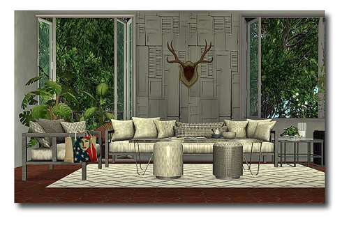 TS4: Inside out by MsTeaQueenWondymoon’s Seaborgium Garden Living sofa and chair, meshes here.