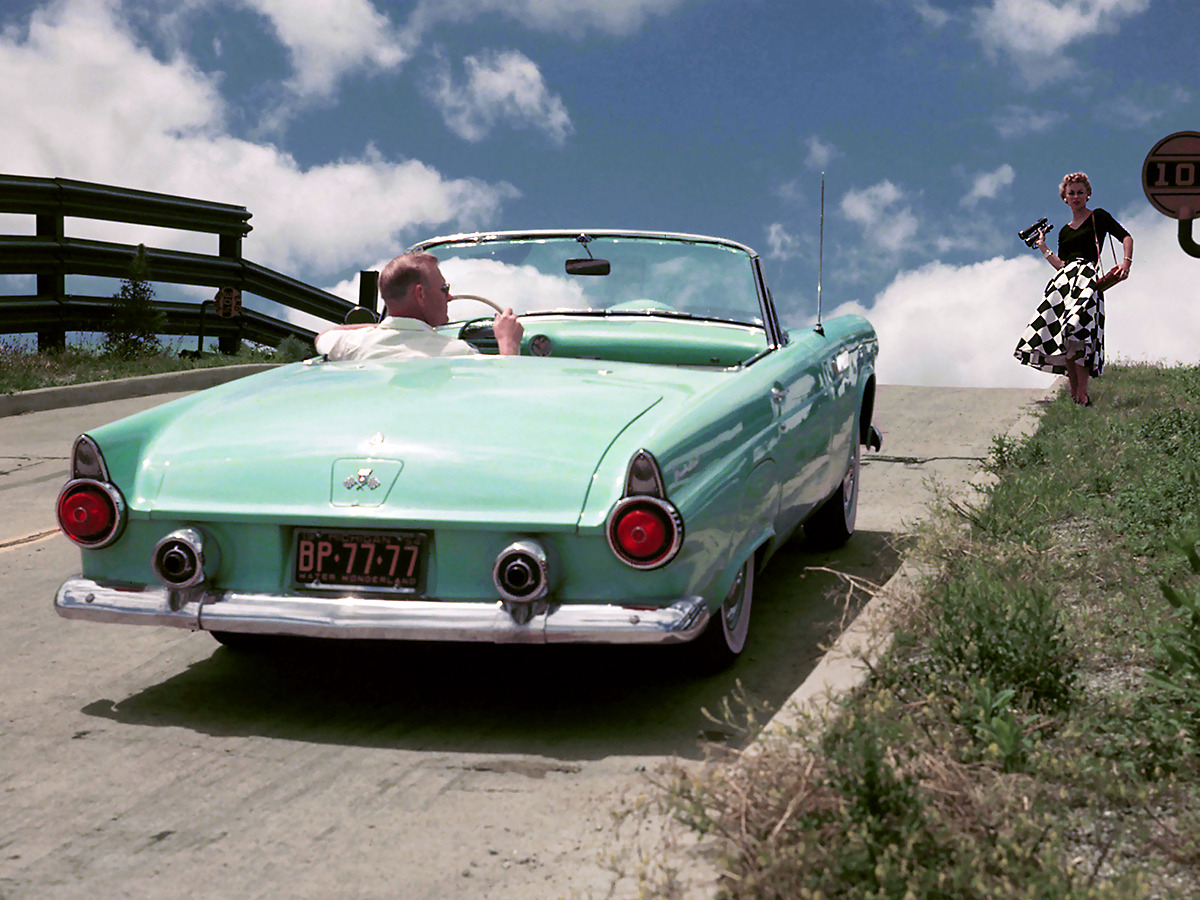 20th-century-man:  Advertising photo for the 1955 Ford Thunderbird. 