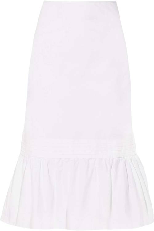 Title A Ruffled Cotton-Twill Skirt, White, Women&rsquo;s, Size: XS